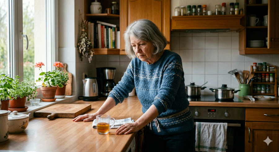 Fatigue extrême chez une personne âgée dans la vie quotidienne à domicile