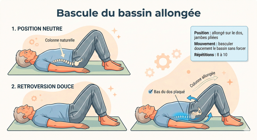 Mouvement de Gym pour soulager le dos des séniors